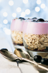 Blueberries yogurt snack