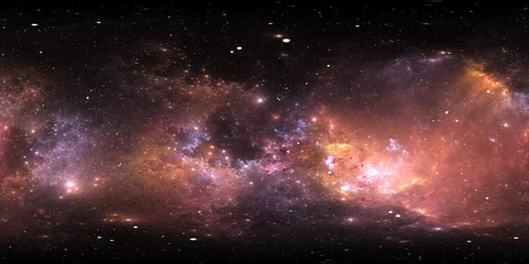 360-Grad-Weltraumnebel-Panorama, gleichwinklige Projektion, Umgebungskarte. Sphärisches HDRI-Panorama. Weltraumhintergrund mit Nebel und Sternen. © Peter Jurik