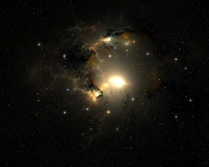 Heller Quasar, supermassereiches Objekt mit extrem starker Schwerkraft © Peter Jurik