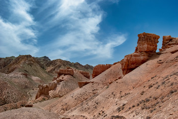 Fototapeta na wymiar The Charyn Canyon in the Charyn National Park near Almaty in Kazakhstan