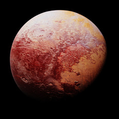 Naklejka premium dwarf planet Pluto isolated on black background, part of the solar system