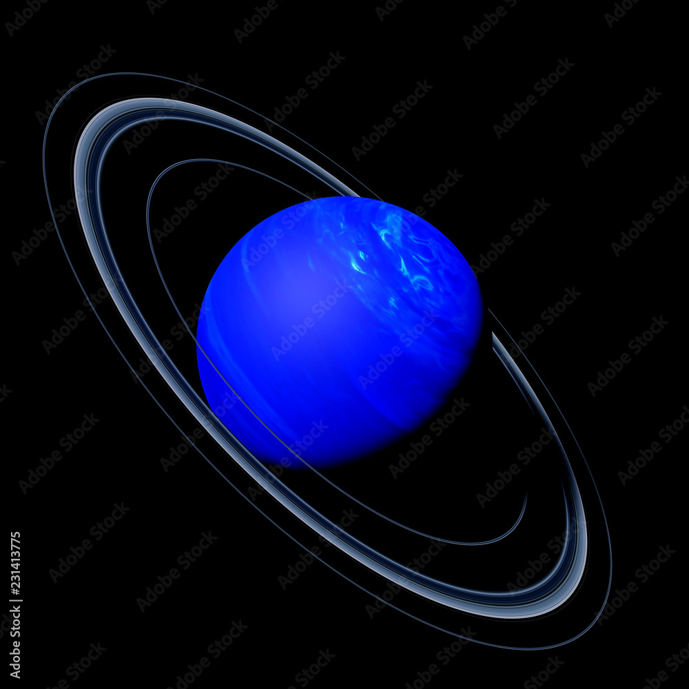 Canvas Prints planet neptune with its rings isolated on black background, part of the solar system