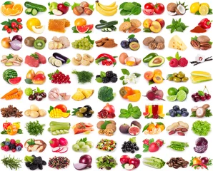 Papier Peint photo Fruits Collection of healthy food on white background