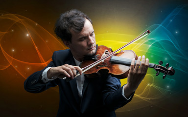 Serious classical violinist with fabled sparkling wallpaper