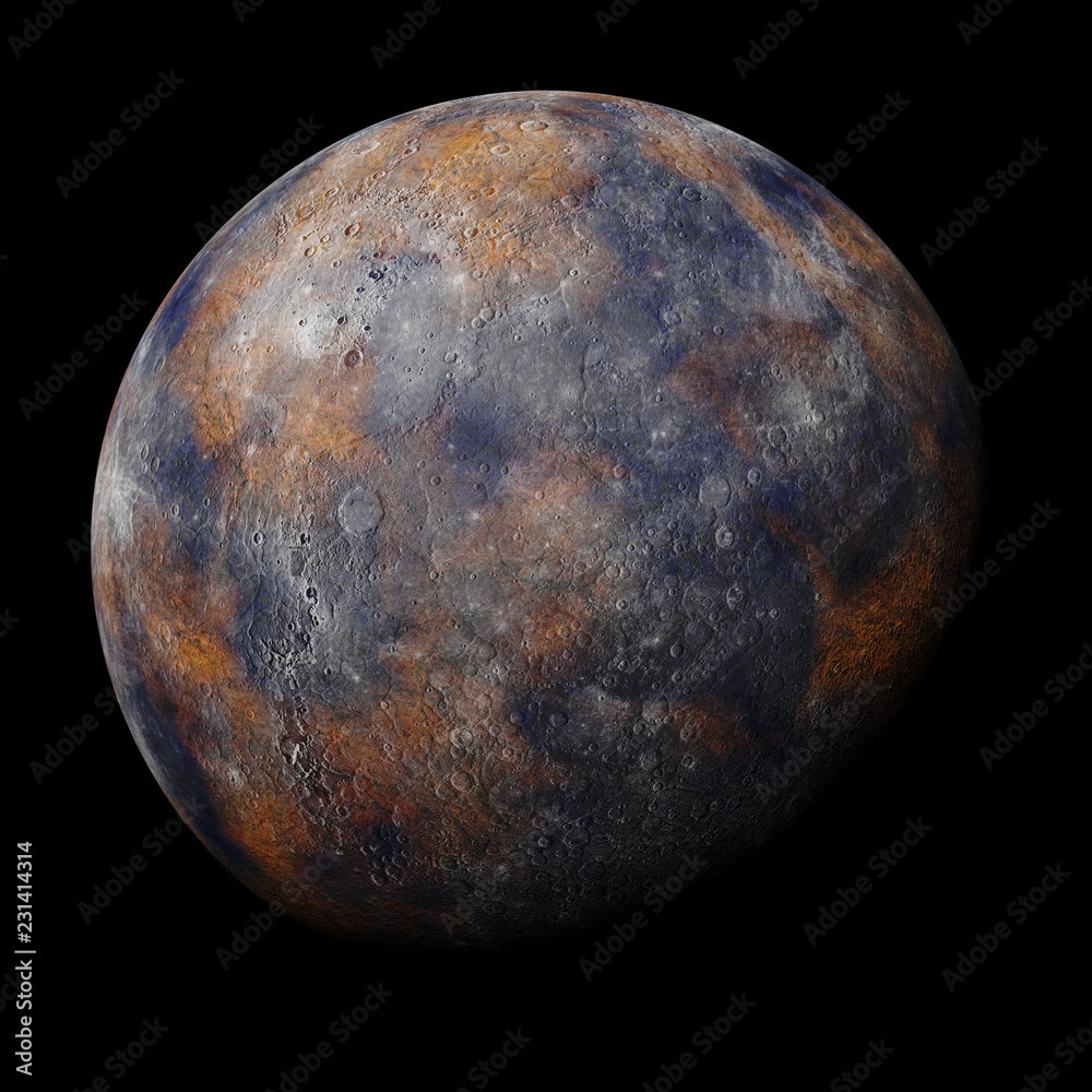 Sticker planet mercury isolated on black background