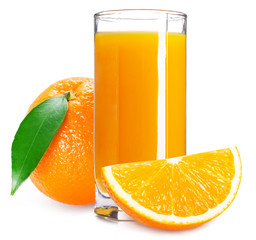 Fototapeta na wymiar Orange juice on white background