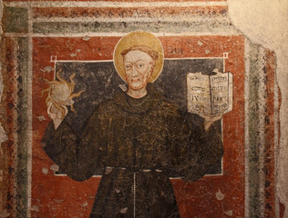 San  Bernardino da Siena: affresco strappato; Castello del Buonconsiglio, Trento