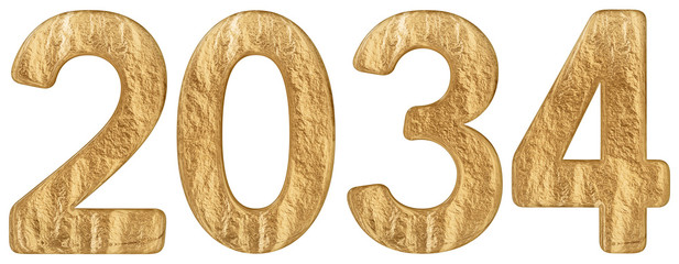 Inscription 2034, isolated on white background, 3d render