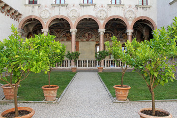 Fototapeta na wymiar il cortile dei Leoni; Castello del Buonconsiglio, Trento