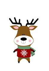 cute deer in Christmas outfit