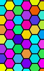 Honeycomb many color, multicolored. Isometric geometry. 3D illustration
