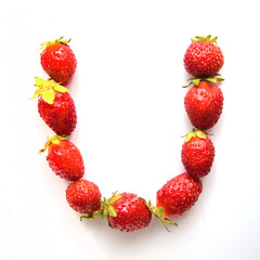 Letter U of the English alphabet from strawberry