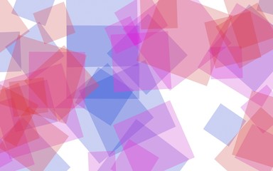 Multicolored translucent squares on white background. Red tones. 3D illustration