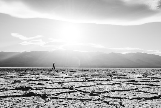 Person walking in Death Valley