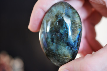 Labradorite Palm Stone! Polished Labradorite stone. Iridescent coloring, very reflective and beautiful. Intuition, third eye chakra