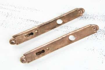 Vintage brass key and handle holes cover