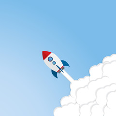 Naklejka na ściany i meble Rocket launch illustration. Business or project startup banner concept. Flat style illustration 