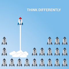 Think different. Think differently concept. 