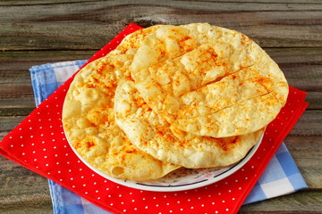 traditional indian gujarati food snack mathia papad or salted spicy fried puri