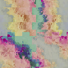Abstract colorful mosaic pattern in watercolor background