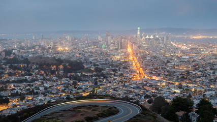 Downtown San Francisco From Twin Peaks Hill