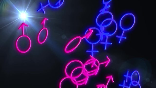 animated male female sign abstract background