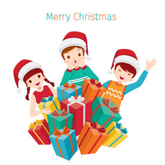 Christmas Celebration, Children Happy With Pile of Gifts, New Year, Xmas, Festive, Holiday
