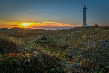 Leuchtturm Lyngvig Fyr bei Hvide Sande in Dänemark