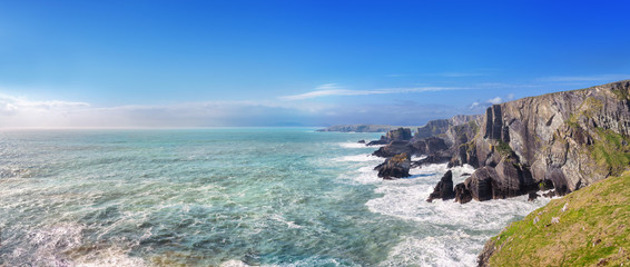 Panoramic landscape of a coast in a southwest of Ireland