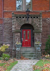 front door with stone portico entrance