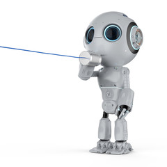 robot with tin can phone
