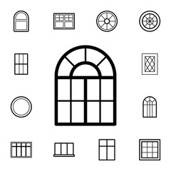 window with an arch icon. Detailed set of Doors, gates and windows icons. Premium quality graphic design icon. One of the collection icons for websites, web design, mobile app