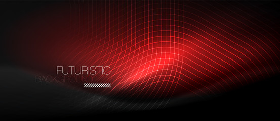 Neon glowing lines, magic energy space light concept, abstract background wallpaper design