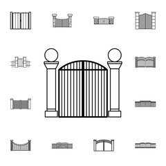metal gates icon. Detailed set of Doors, gates and windows icons. Premium quality graphic design icon. One of the collection icons for websites, web design, mobile app