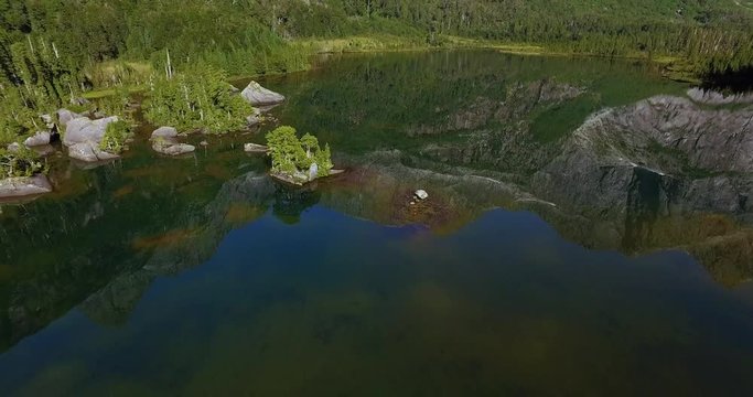 Aerial view of the Tagua Tagua park and its diverse geography, with forests, mountains, lagoons and waterfalls