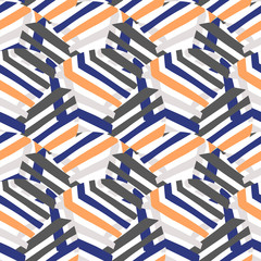 Vector bold striped pattern with geometric motif