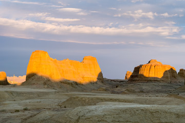 wind erosion landform landscape in sunset
