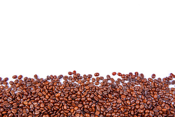 Coffee beans background collection with white area for copy space.