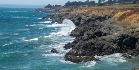 Waves crashing in high surf on the N. California coast