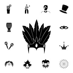 Diadem with feathers icon. Detailed set of carnival masks icons. Premium quality graphic design icon. One of the collection icons for websites, web design, mobile app