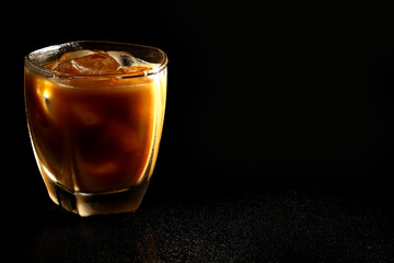 Iced Coffee on black background