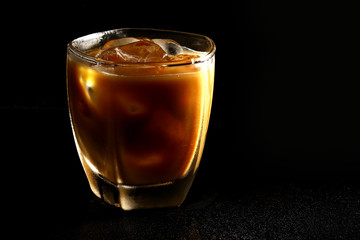 Iced Coffee on black background