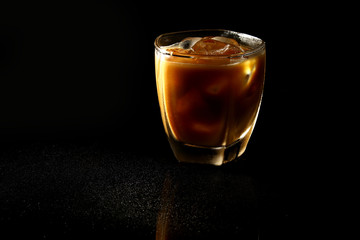 Iced Coffee on black background