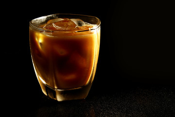 Iced Coffee on black background