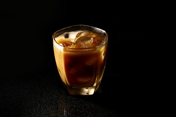 Iced Coffee on black background