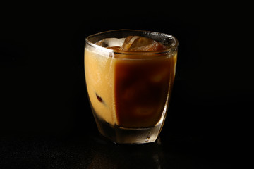 Iced Coffee on black background