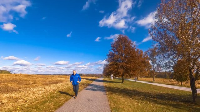 Hyperlapse Timelapse of Fall Follage at Valley Forge National Historic Park located in Valley Forge, Pennsylvania, USA