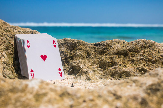 ace of heart poker card beach theme