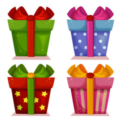 cute christmas present box with ribbon set