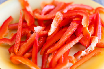 Sliced and Chopped Bell Peppers ready for Cooking